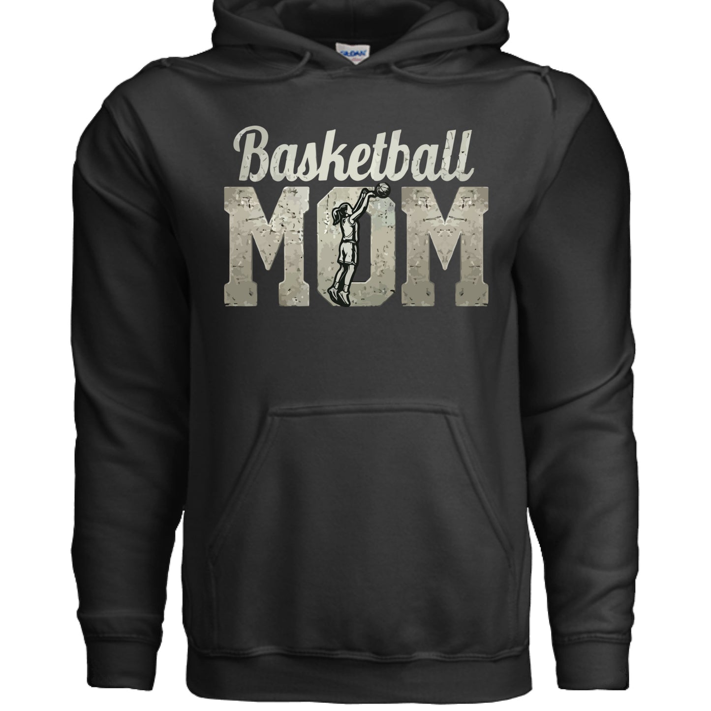 Vintage Basketball Mom Dunk Art – Bold Sports Spirit Supporter Hoodie B:LACK-FRONT