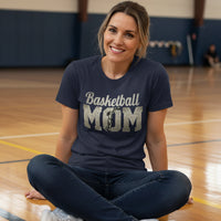 Vintage Basketball Mom Dunk Art – Bold Sports Spirit Supporter T-Shirt NAVY - FRONT