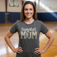 Vintage Basketball Mom Dunk Art – Bold Sports Spirit Supporter T-Shirt DRK GREY HEATHER - FRONT