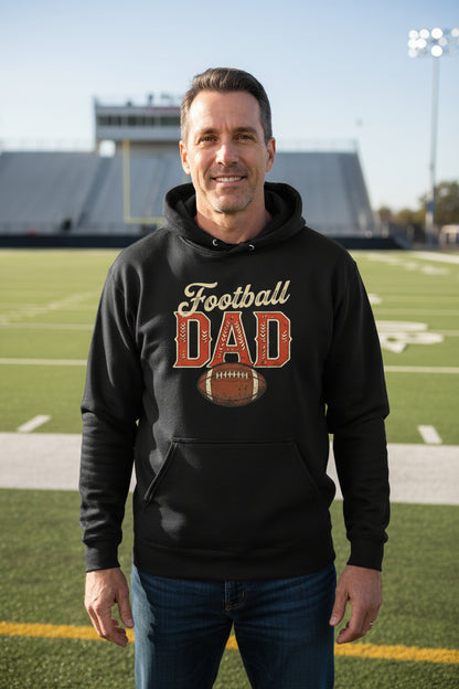 Vintage Football Dad Hoodie– Retro Sports Fan Pride Design BLACK - FRONT