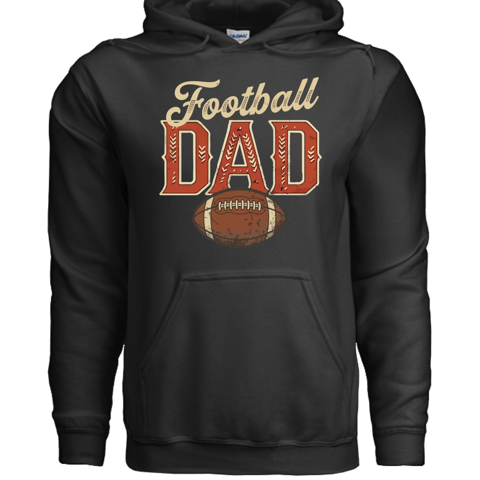 Vintage Football Dad Hoodie– Retro Sports Fan Pride Design BLACK- FRONT