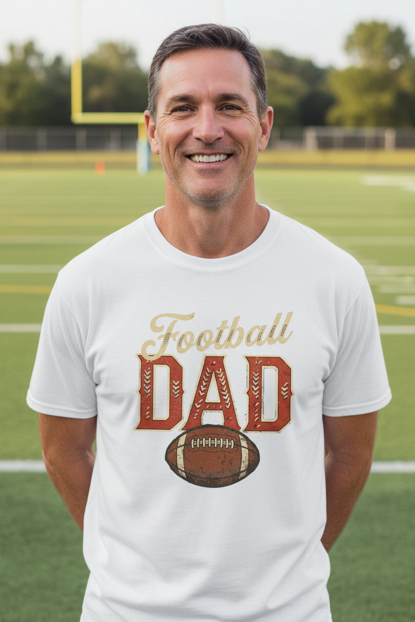 Vintage Football Dad T-Shirt– Retro Sports Fan Pride Design White - FRONT