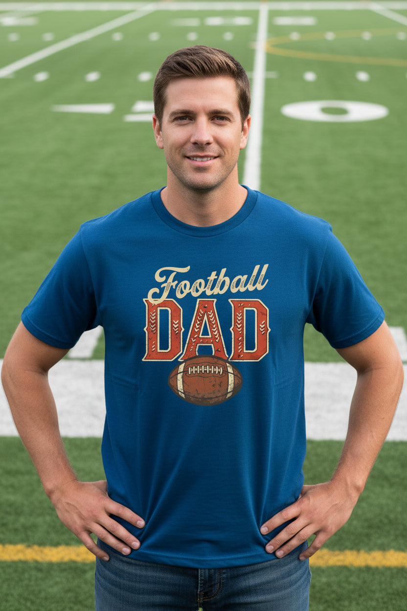 Vintage Football Dad T-Shirt– Retro Sports Fan Pride Design MIDNIGHT NAVY - FRONT