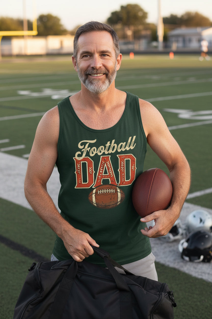 Vintage Football Dad Tank Top– Retro Sports Fan Pride Design Forest - FRONT