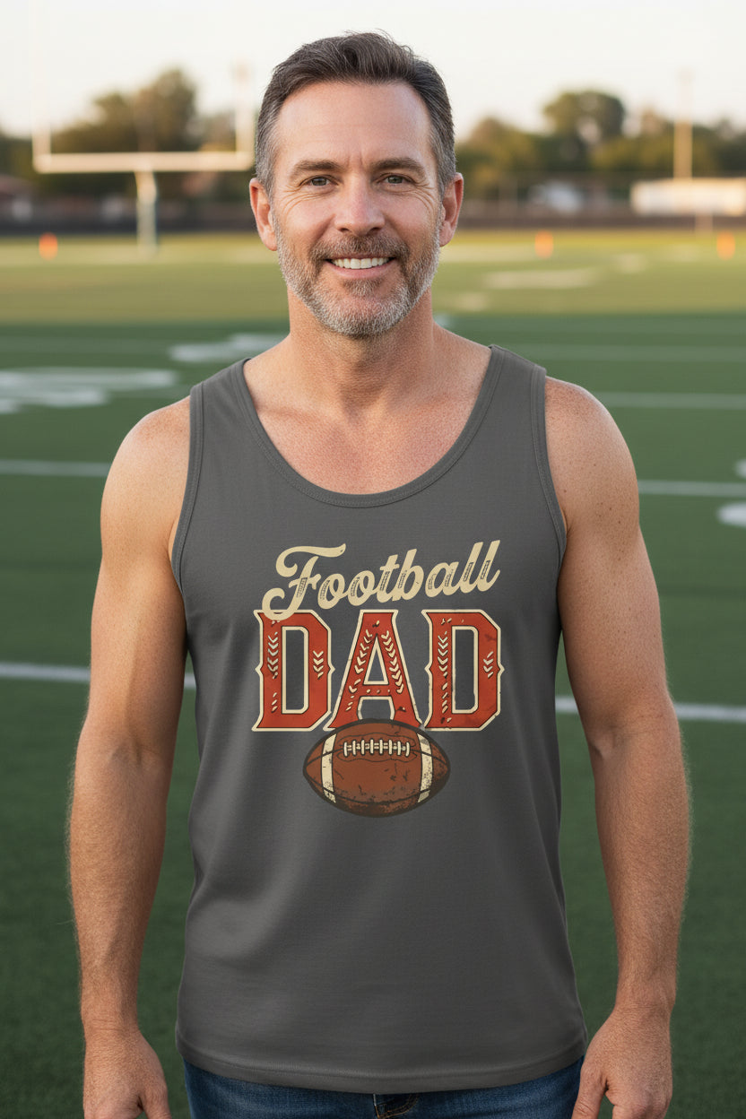 Vintage Football Dad Tank Top– Retro Sports Fan Pride Design DARK GREY - FRONT
