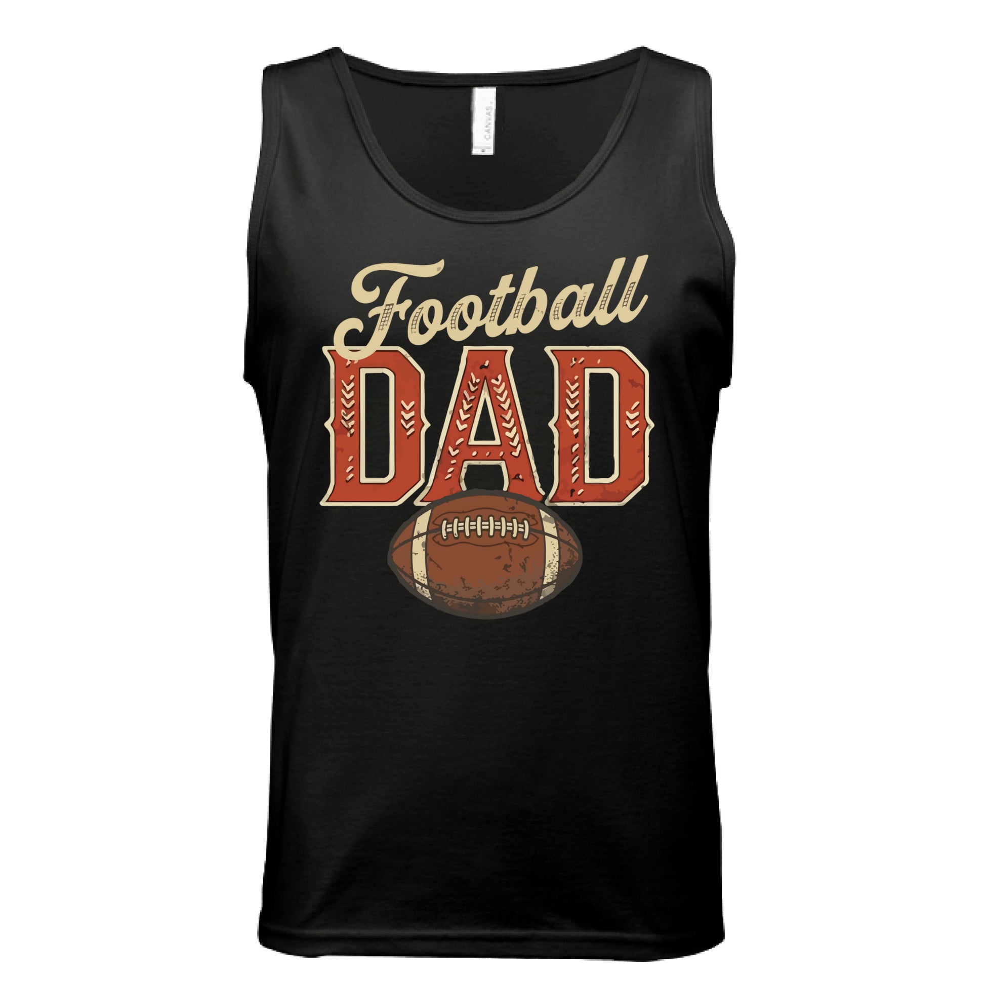 Vintage Football Dad Tank Top– Retro Sports Fan Pride Design BLACK- FRONT