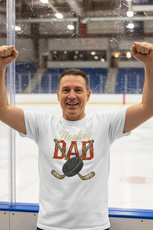 Vintage Hockey Dad T-Shirt – Retro Sports Fan Pride Design White - FRONT