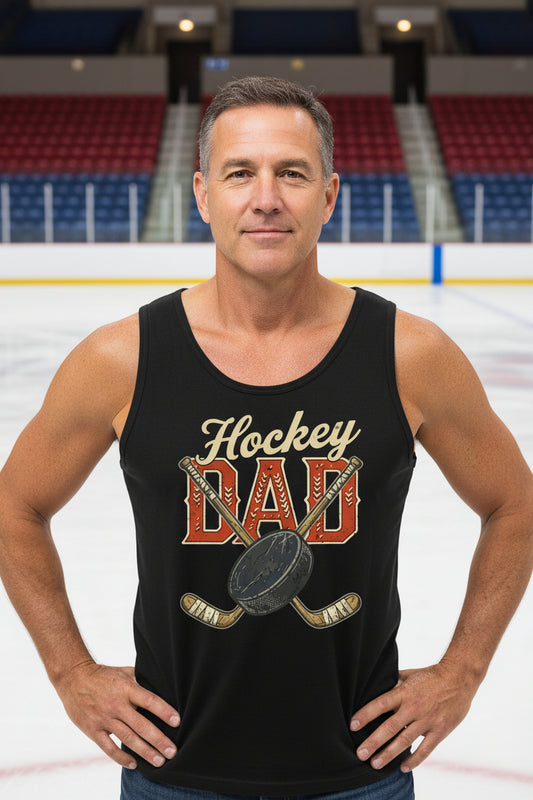 Vintage Hockey Dad Tank Top– Retro Sports Fan Pride Design BLACK - FRONT