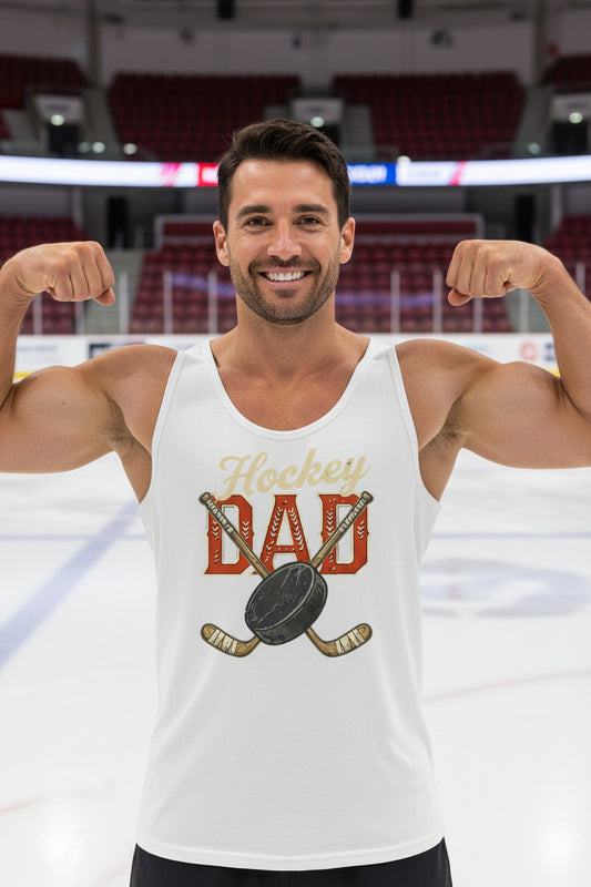 Vintage Hockey Dad Tank Top– Retro Sports Fan Pride Design WHITE - FRONT