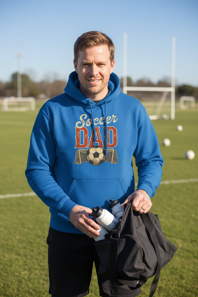 Vintage Soccer Dad Hoodie – Retro Sports Fan Pride Design Royal - FRONT