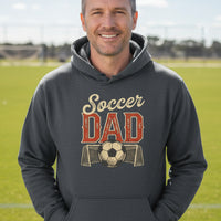 Vintage Soccer Dad Hoodie – Retro Sports Fan Pride Design DARK HEATHER - FRONT