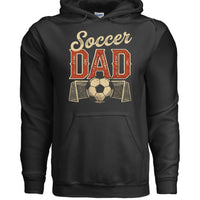 Vintage Soccer Dad Hoodie – Retro Sports Fan Pride Design BLACK- FRONT
