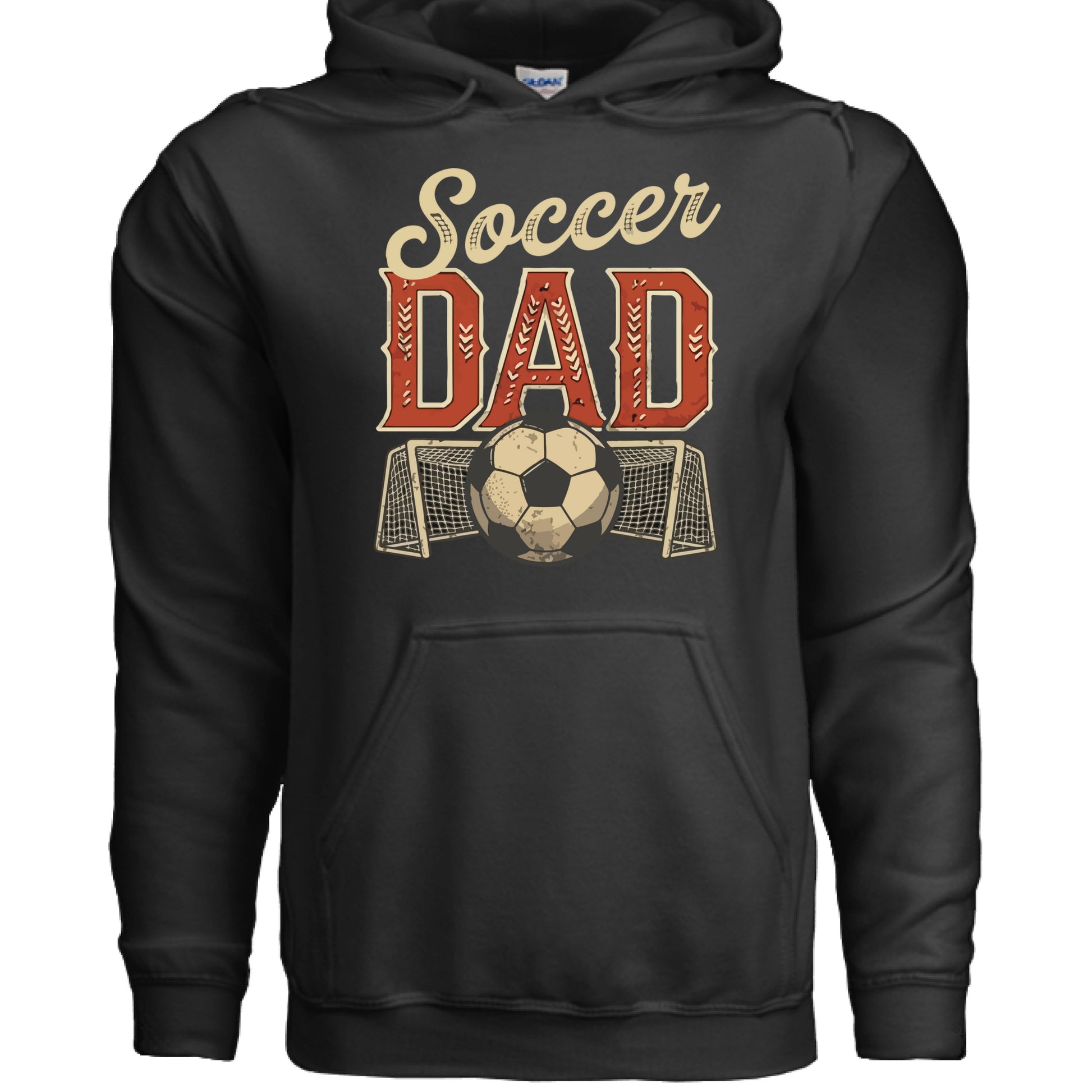 Vintage Soccer Dad Hoodie – Retro Sports Fan Pride Design BLACK- FRONT