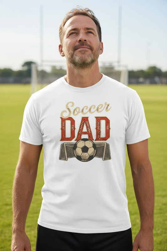 Vintage Soccer Dad T-Shirt – Retro Sports Fan Pride Design White - FRONT