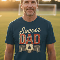 Vintage Soccer Dad T-Shirt – Retro Sports Fan Pride Design MIDNIGHT NAVY - FRONT