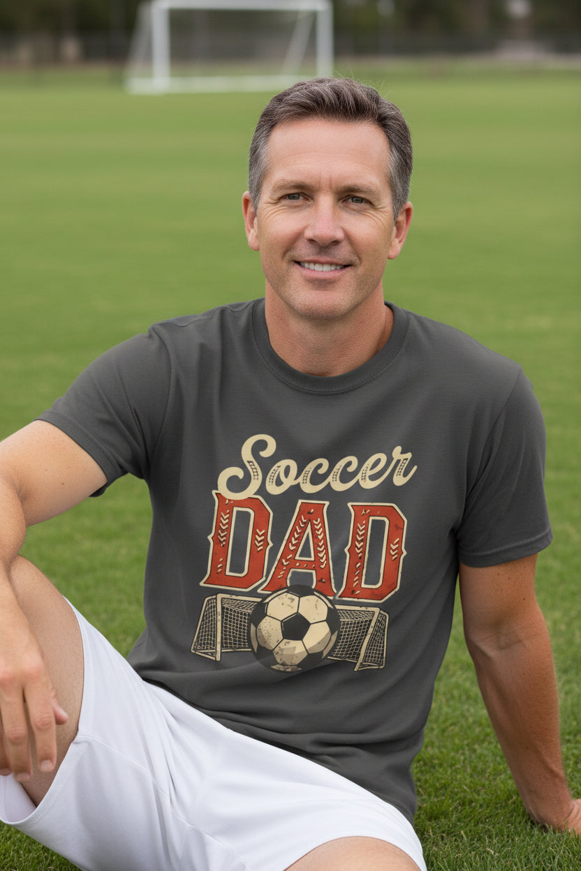 Vintage Soccer Dad T-Shirt – Retro Sports Fan Pride Design Heavy Metal - FRONT