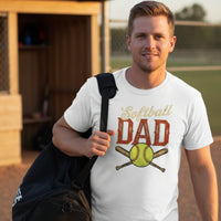 Vintage Softball Dad T-Shirt – Retro Sports Fan Pride Design White - FRONT