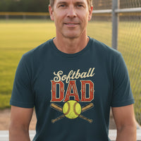 Vintage Softball Dad T-Shirt – Retro Sports Fan Pride Design MIDNIGHT NAVY - FRONT