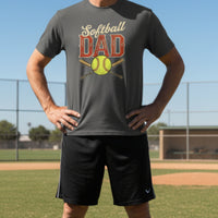 Vintage Softball Dad T-Shirt – Retro Sports Fan Pride Design Heavy Metal - FRONT