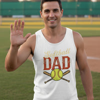 Vintage Softball Dad Tank Top – Retro Sports Fan Pride Design WHITE - FRONT