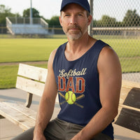 Vintage Softball Dad Tank Top – Retro Sports Fan Pride Design NAVY - FRONT