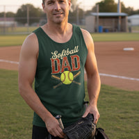 Vintage Softball Dad Tank Top – Retro Sports Fan Pride Design Forest - FRONT