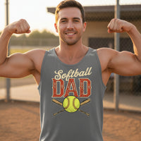 Vintage Softball Dad Tank Top – Retro Sports Fan Pride Design DARK GREY - FRONT