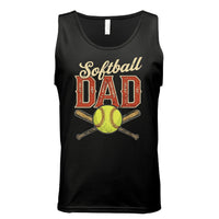 Vintage Softball Dad Tank Top – Retro Sports Fan Pride Design BLACK- FRONT