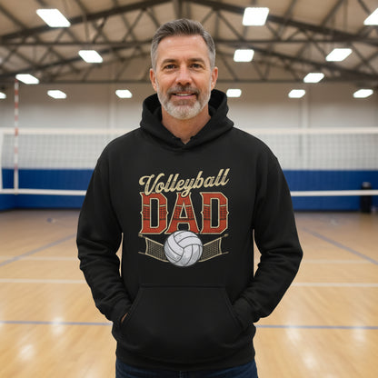 Vintage Volleyball Dad Hoodie – Retro Sports Fan Pride Design BLACK - FRONT