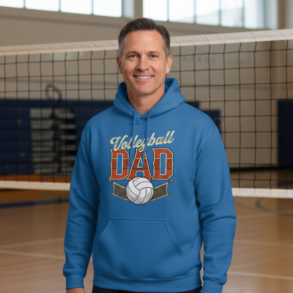 Vintage Volleyball Dad Hoodie – Retro Sports Fan Pride Design Royal - FRONT