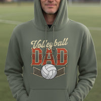 Vintage Volleyball Dad Hoodie – Retro Sports Fan Pride Design MILITARY GREEN - FRONT