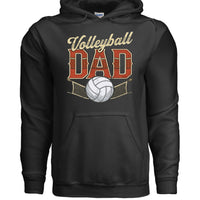 Vintage Volleyball Dad Hoodie – Retro Sports Fan Pride Design BLACK- FRONT