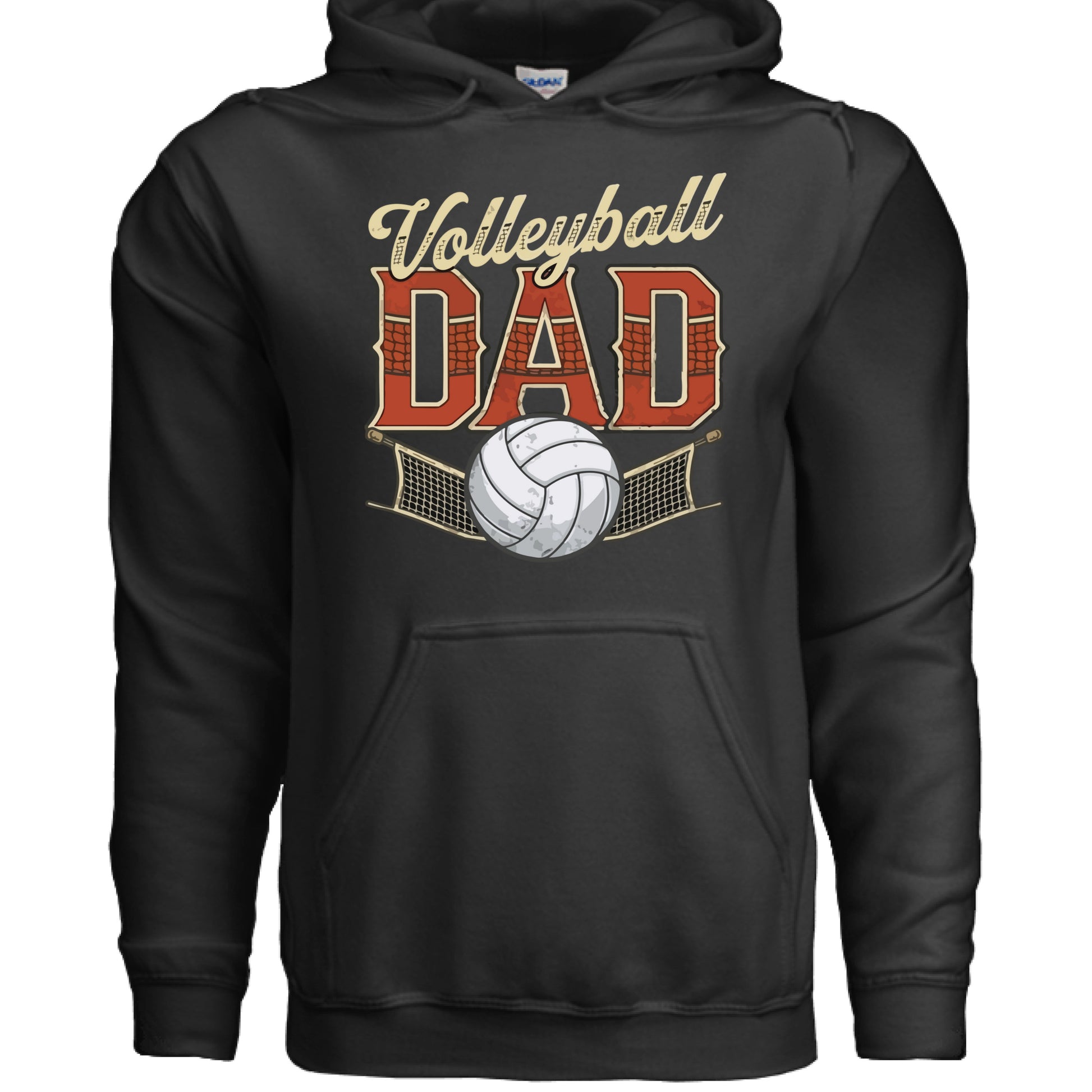 Vintage Volleyball Dad Hoodie – Retro Sports Fan Pride Design BLACK- FRONT