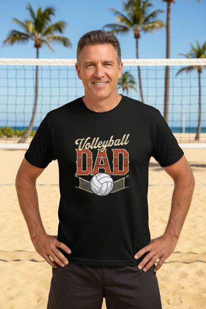 Vintage Volleyball Dad T-Shirt– Retro Sports Fan Pride Design BLACK - FRONT
