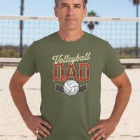 Vintage Volleyball Dad T-Shirt– Retro Sports Fan Pride Design MILITARY GREEN - FRONT