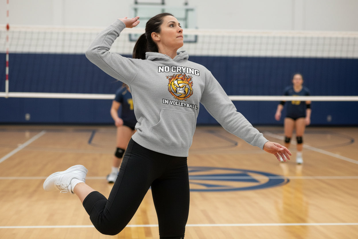 Volleyball Attitude Hoodie Design – Bold Competitive Player Humor Artwork SPORT GREY - FRONT