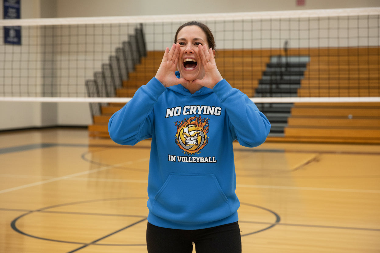 Volleyball Attitude Hoodie Design – Bold Competitive Player Humor Artwork Royal - FRONT