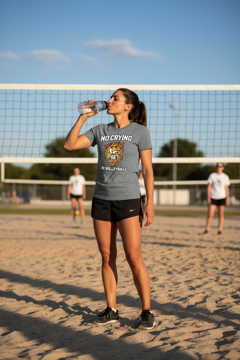 Volleyball Attitude T-Shirt Design – Bold Competitive Player Humor Artwork DEEP HEATHER - FRONT