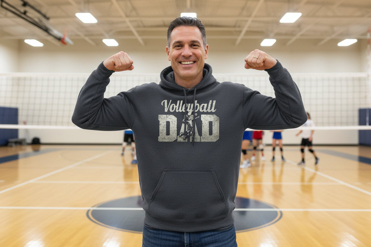 Volleyball Dad Athlete Pride – Proud Volleyball Father Sports Hoodie DARK HEATHER - FRONT