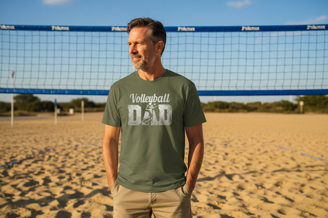 Volleyball Dad Athlete Pride – Proud Volleyball Father Sports T-Shirt MILITARY GREEN - FRONT