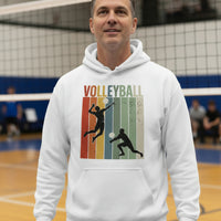 Volleyball Dad Athletic Pride Retro Color Stripe Hoodie Design WHITE - FRONT
