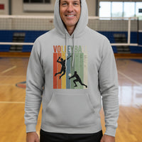 Volleyball Dad Athletic Pride Retro Color Stripe Hoodie Design SPORT GREY - FRONT