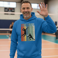 Volleyball Dad Athletic Pride Retro Color Stripe Hoodie Design Royal - FRONT