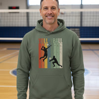 Volleyball Dad Athletic Pride Retro Color Stripe Hoodie Design MILITARY GREEN - FRONT