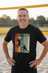 Volleyball Dad Athletic Pride Retro Color Stripe T-Shirt Design BLACK - FRONT