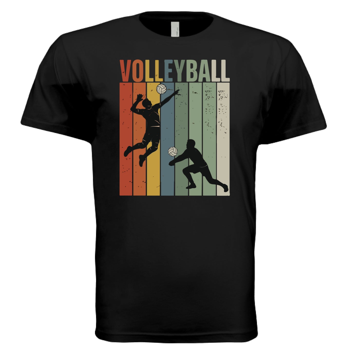 Volleyball Dad Athletic Pride Retro Color Stripe T-Shirt Design BLACK-FRONT