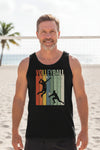 Volleyball Dad Athletic Pride Retro Color Stripe Tank Top Design BLACK - FRONT