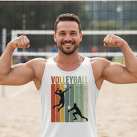 Volleyball Dad Athletic Pride Retro Color Stripe Tank Top Design WHITE - FRONT
