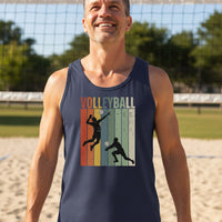 Volleyball Dad Athletic Pride Retro Color Stripe Tank Top Design NAVY - FRONT