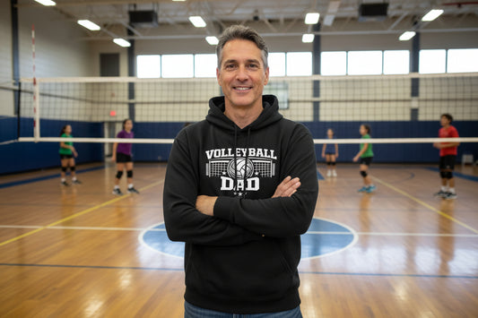 Volleyball Dad Hoodie– Proud Sports Dad Graphic Hoodie BLACK - FRONT